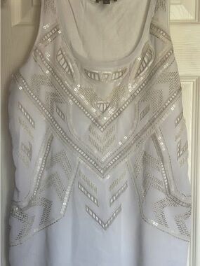 Express White Beaded Scoop Neck Tank